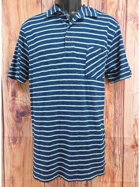 Southern Tide Mens Striped Polo Medium Blue Trim Fit
